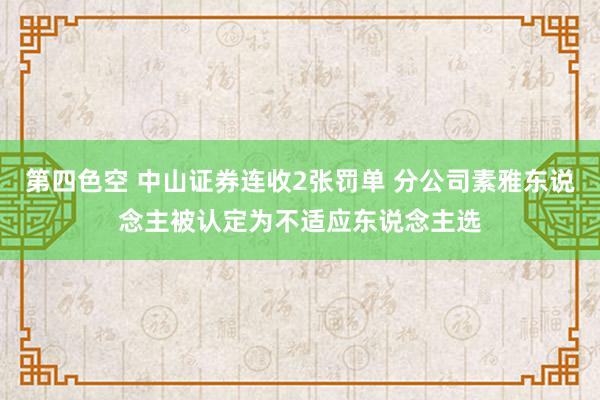 第四色空 中山证券连收2张罚单 分公司素雅东说念主被认定为不适应东说念主选