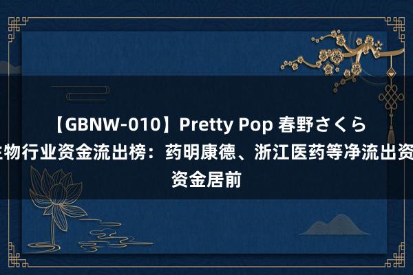 【GBNW-010】Pretty Pop 春野さくら 医药生物行业资金流出榜：药明康德、浙江医药等净流出资金居前