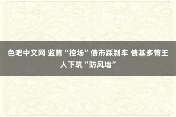 色吧中文网 监管“控场”债市踩刹车 债基多管王人下筑“防风墙”