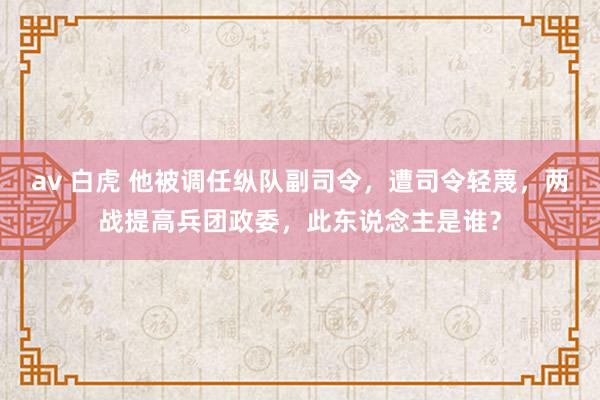 av 白虎 他被调任纵队副司令，遭司令轻蔑，两战提高兵团政委，此东说念主是谁？