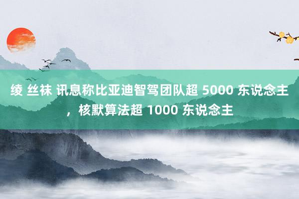 绫 丝袜 讯息称比亚迪智驾团队超 5000 东说念主，核默算法超 1000 东说念主