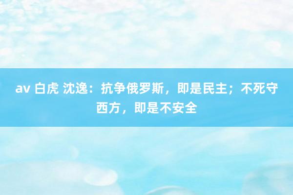 av 白虎 沈逸：抗争俄罗斯，即是民主；不死守西方，即是不安全